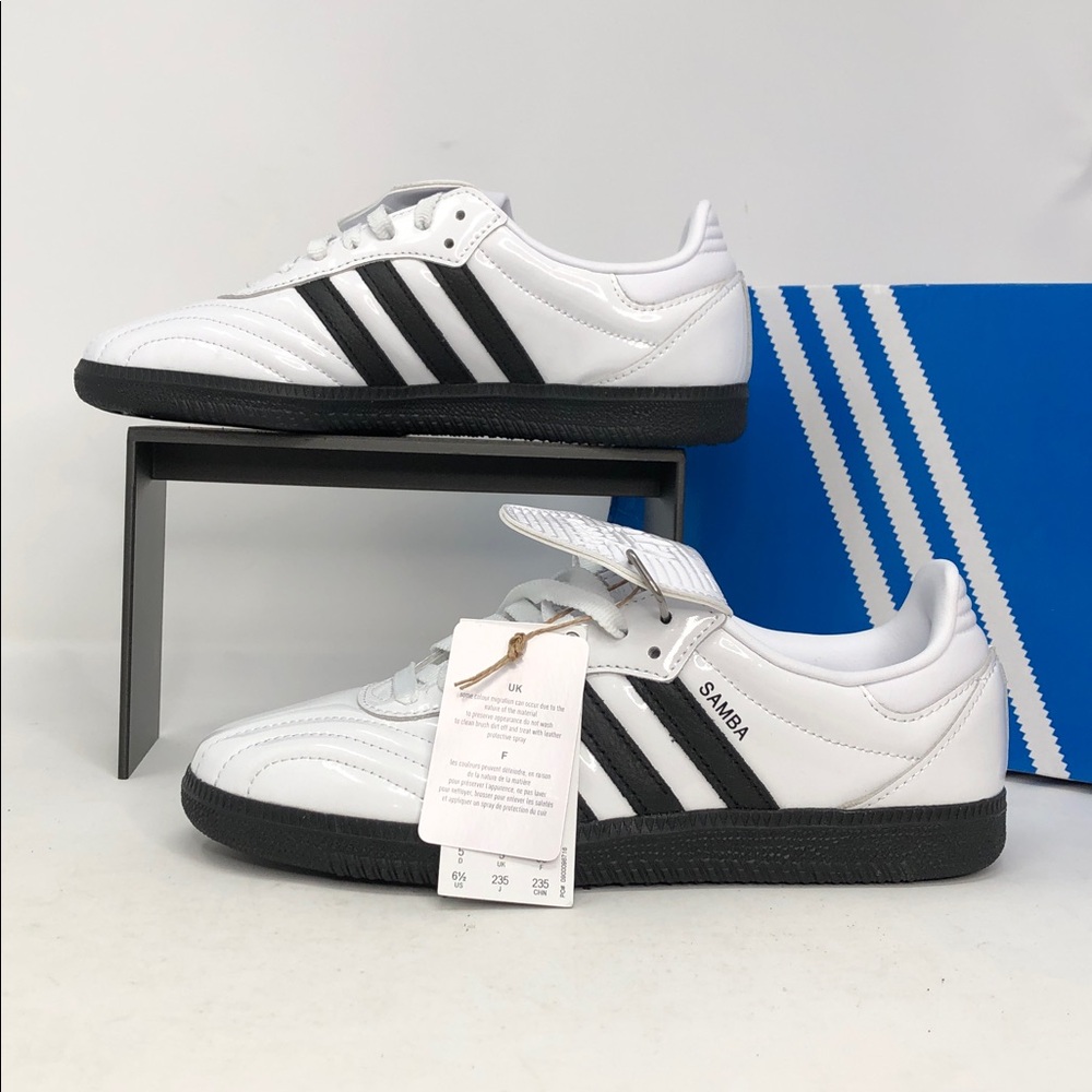 Adidas Samba LT Long Tongue JI2706 Patent Leather White Womens Shoes Size 6.5 - Picture 3 of 13